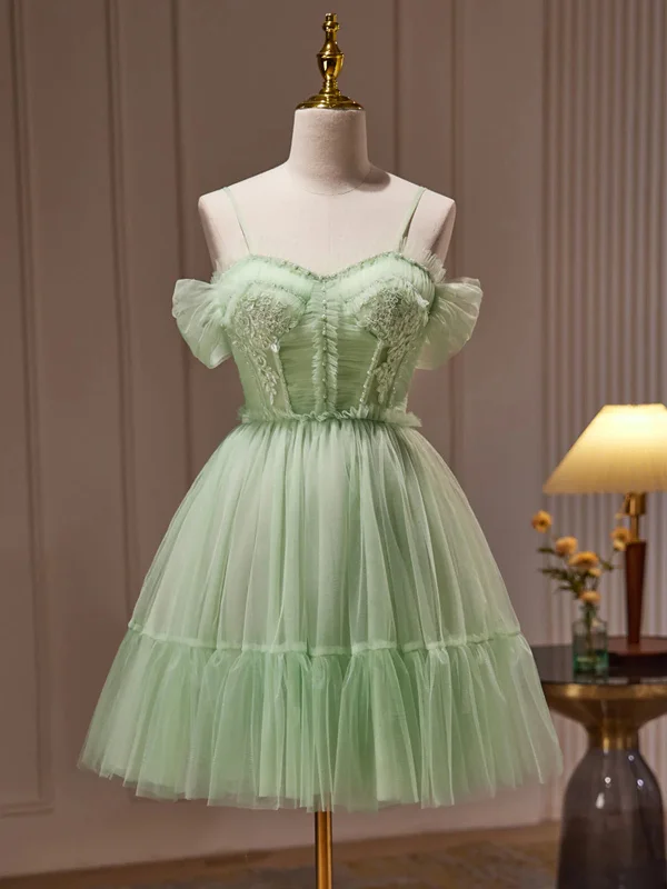 Sweetheart Neck Short Green Prom Dresses, Short Green Graduation Homecoming Dresses