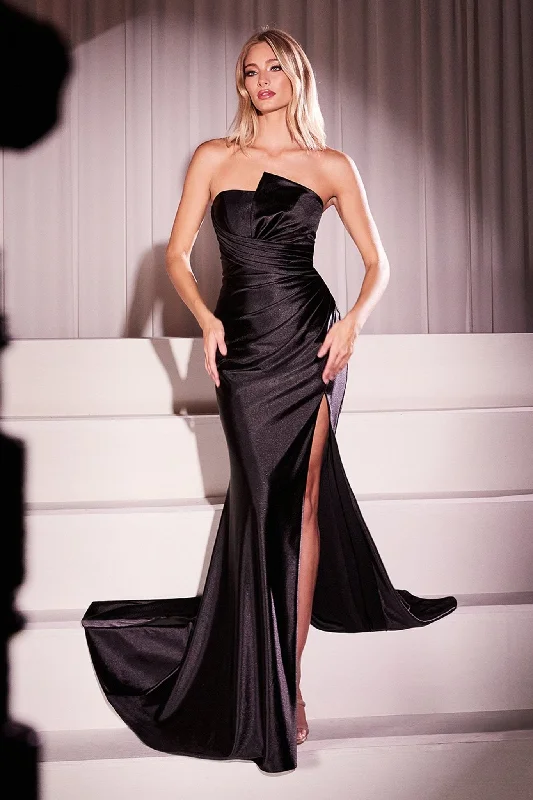 Cinderella Divine KV1118 Long Formal Pleated Prom Dress