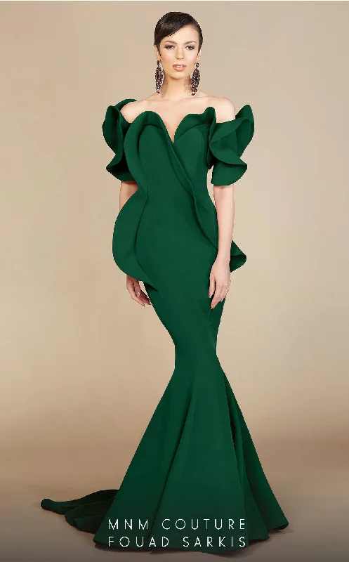 MNM Couture 2328 Long Mermaid Peplum Formal Evening Dress