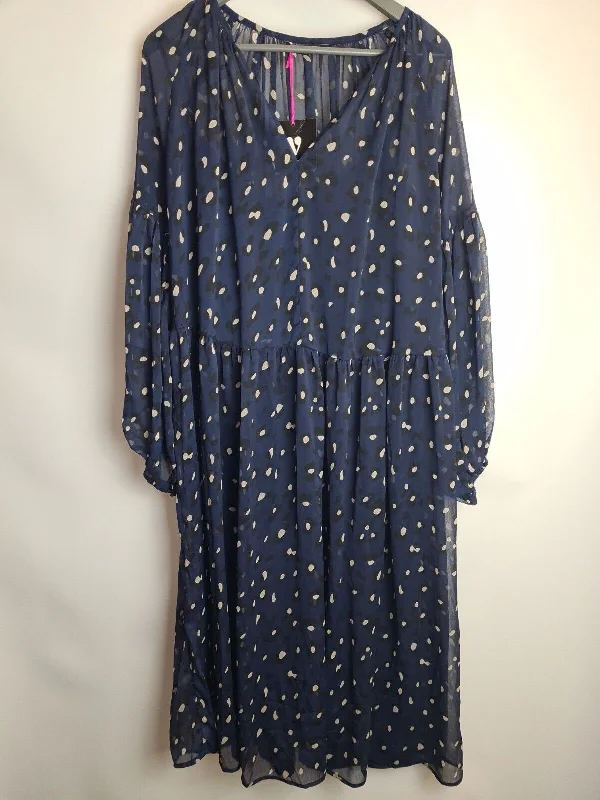 Womens Navy Blue Animal Spot Skater Mesh Dress Size 12 **** V522