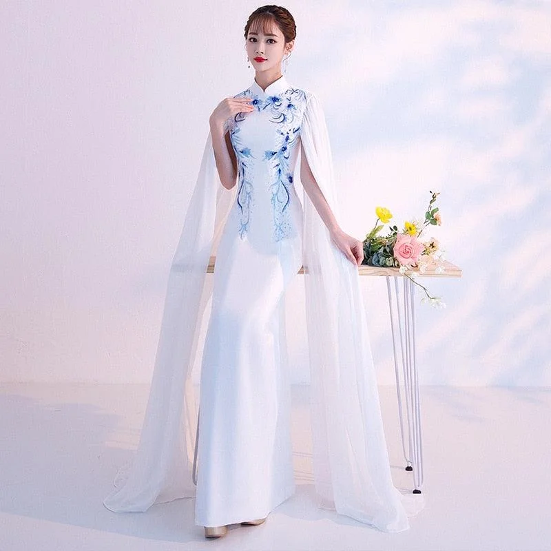 Vintage Qipao Elegant Cheongsam Sleeveless Evening Dress
