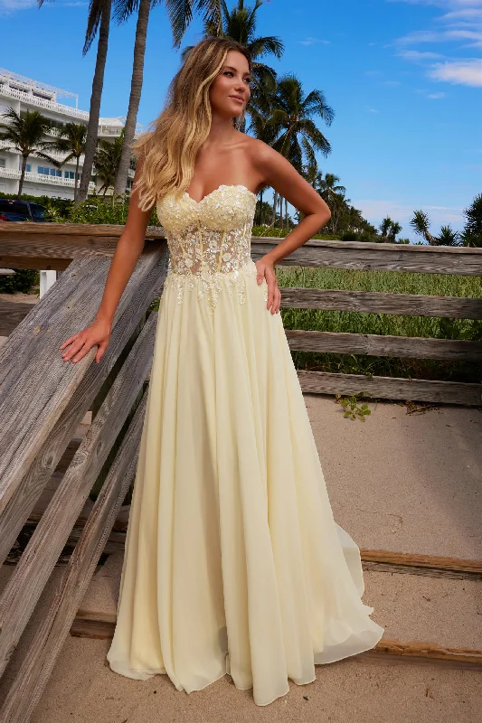 Nox Anabel C1617 Long Formal Intricate Flower Formal Prom Dress