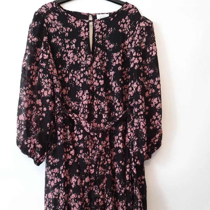 Yours London Black/pink Print Dress UK 22 **** Ref V349