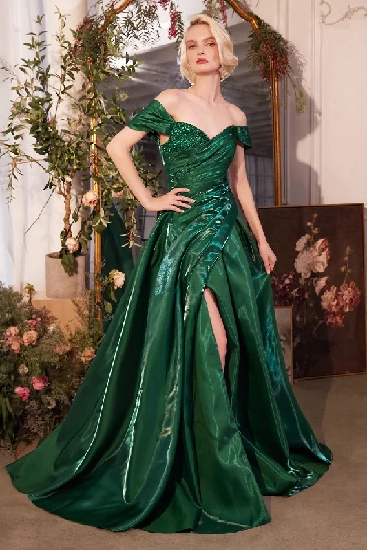 Andrea & Leo A1424 Long Pleated Ball Gown Slit Formal Prom Dress