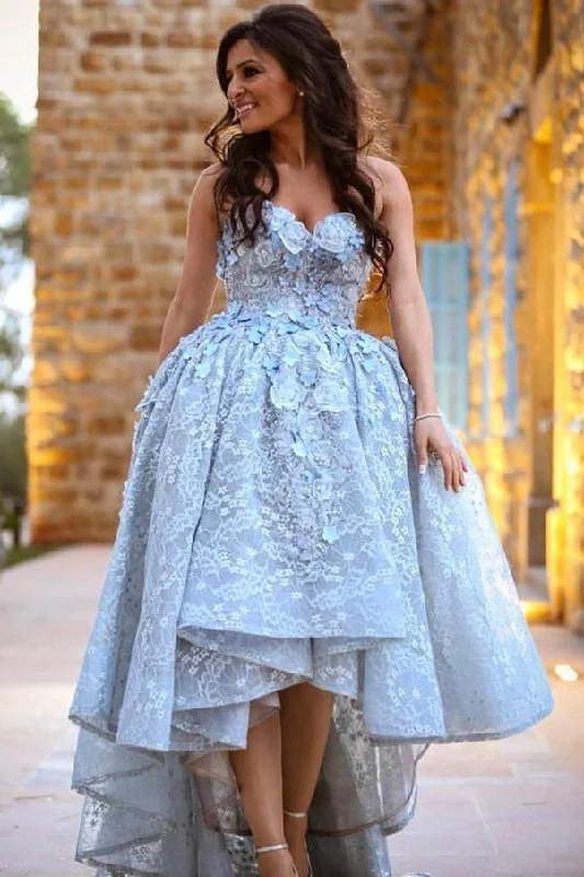 Cheap Lace Sweetheart High Low Ball Gown Prom Dresses For Teens,Graduation Dresses DM675 Cheap Lace Sweetheart High Low Ball Gown Prom Dresses For Teens,Graduation Dresses DM675