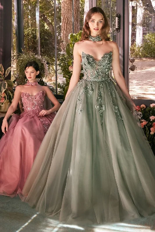 Andrea & Leo A1399 Long Lace Formal Ball Gown Glitter Prom Dress
