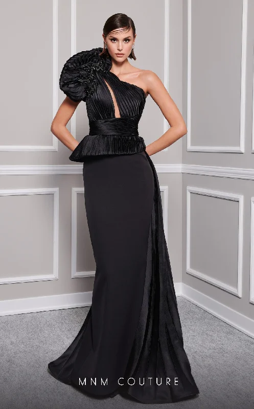 MNM Couture 2799A Mermaid Long Formal Peplum Overskirt Prom Dress