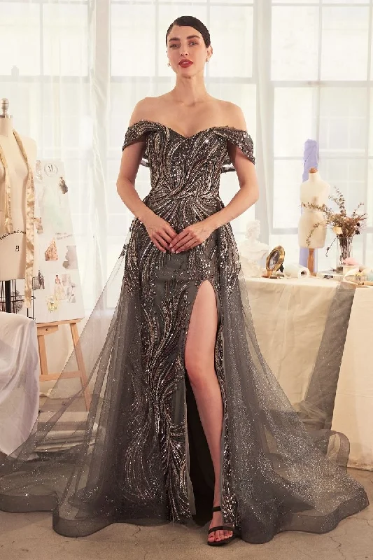 Andrea & Leo A1375 Fitted Long Overskirt Beaded Formal Prom Dress