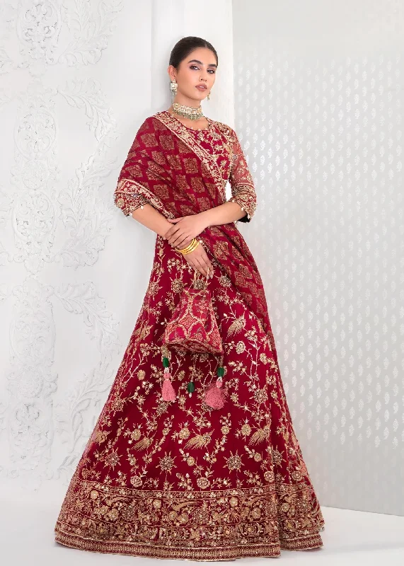 Deep Red Lehenga Choli Dupatta Indian Bridal Dress