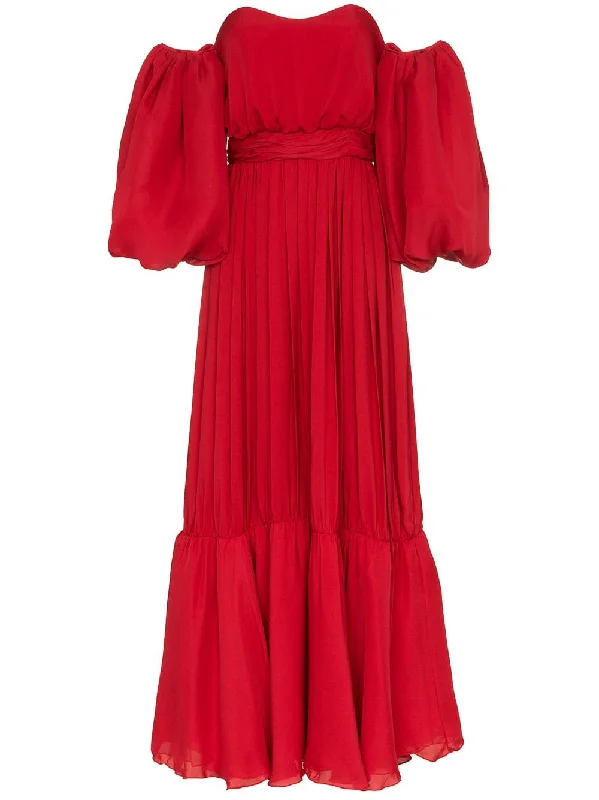 Señora Maria Rosa Red Silk-Blend Dress