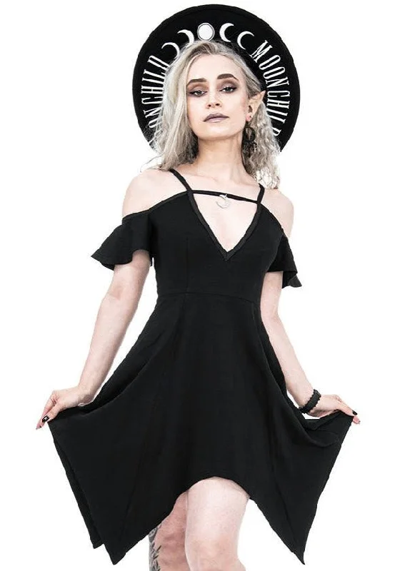 Restyle - Moon Keyhole Tunic Black Jersey Black - Dress