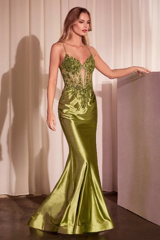 Cinderella Divine CC2401 Formal Long Beaded Corset Prom Dress