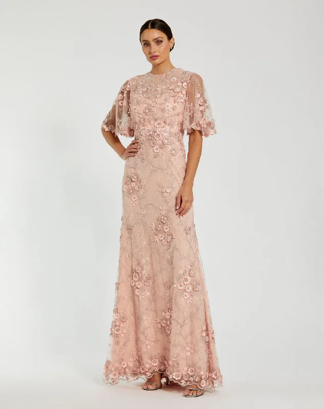 Mac Duggal 68810 Long Formal  Floral Applique Evening Dress