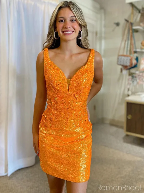 Shiny V-neck Sleeveless Short Sequin Mermaid Homecoming Dresses For Party Online, HD0806 Shiny V-neck Sleeveless Short Sequin Mermaid Homecoming Dresses For Party Online, HD0806