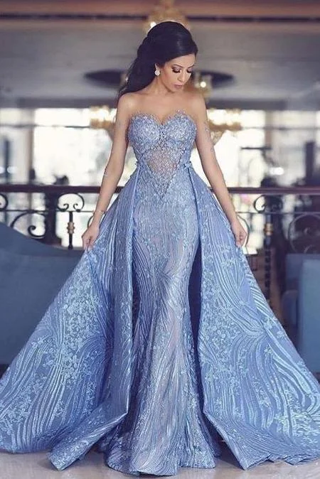 Elegant Sweetheart Mermaid Prom Dress With Detachable Train,Fashion Blue Evening Dresses DM872 Elegant Sweetheart Mermaid Prom Dress With Detachable Train,Fashion Blue Evening Dresses DM872