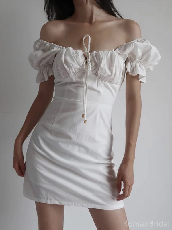 Sexy Off-shoulder Sleeveless Mermaid Satin Short Homecoming Dresses For Party Online, HD01003 Sexy Off-shoulder Sleeveless Mermaid Satin Short Homecoming Dresses For Party Online, HD01003