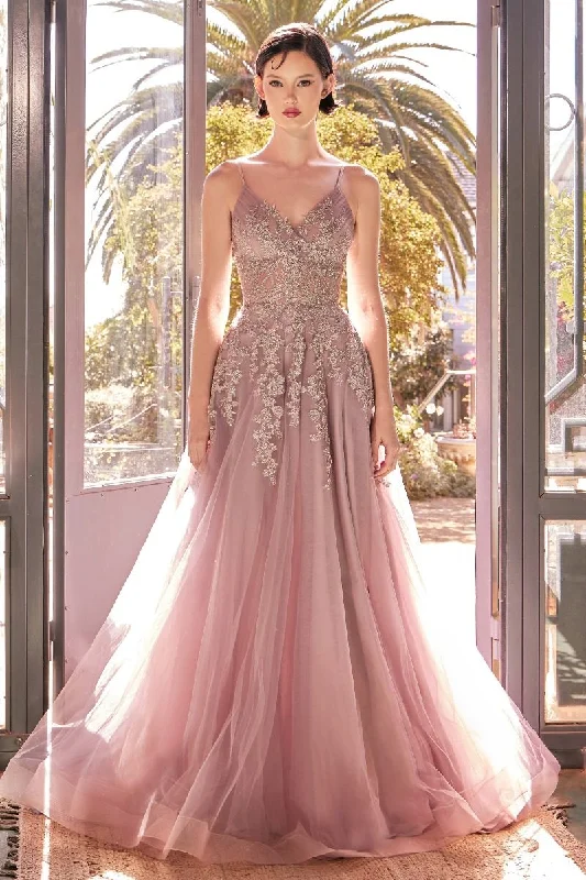Andrea & Leo A1416 Long A Line Lace Layered Formal Prom Dress