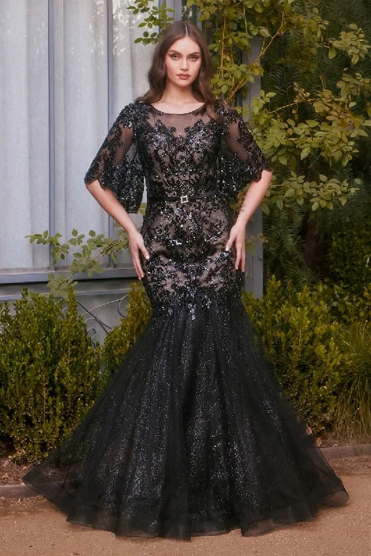 Andrea & Leo A1377 Long Mermaid Gown Floral Sequin Formal Dress