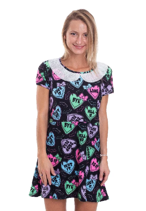 Too Fast - Creepy Candy Hearts Black - Dress