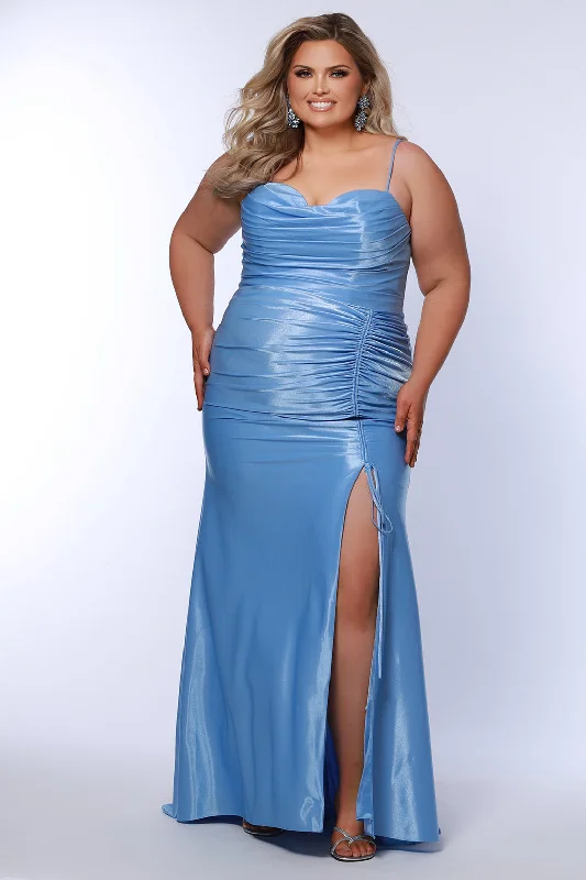 Sydneys Closet SC7422 Long Formal Fitted Ruched Plus Size Prom Dress