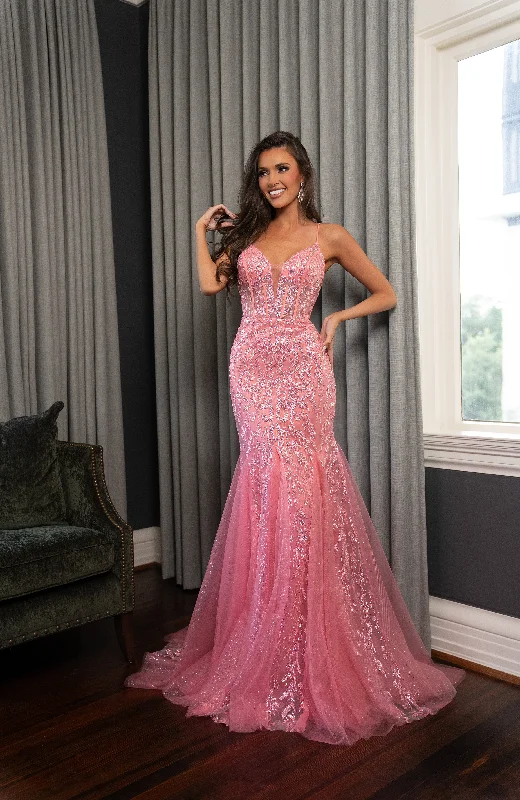 Rachel Allan 70750 Long Glitter Fitted Formal Prom Dress
