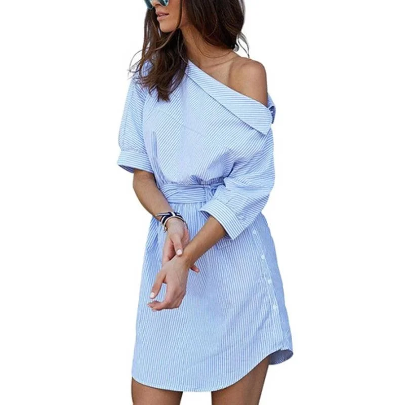 Mini Sexy Side Split Half Sleeve Beach Dress