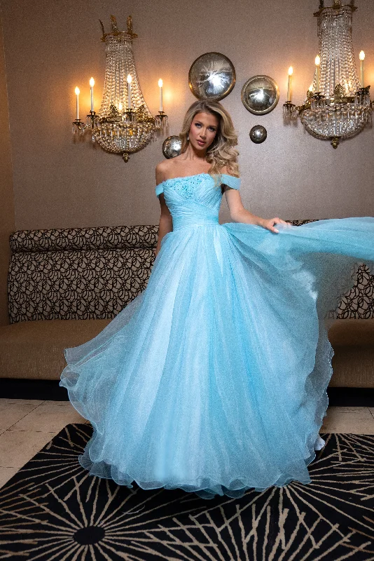 Rachel Allan 70865 A Line Long Formal 3D Floral Prom Dress