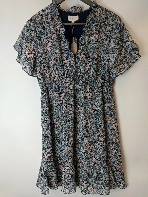 Apricot Navy Floral Dress. UK 14 **** Ref V270