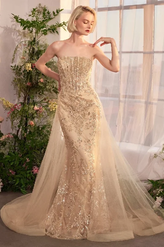 Andrea & Leo A1365 Long Formal Glitter Overskirt Prom Dress