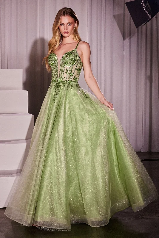Cinderella Divine CC0881 Prom Long A Line Corset Beaded Formal Dress