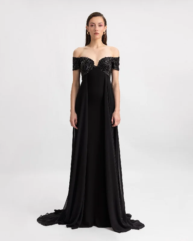 Beaded Off-Shoulders Dress