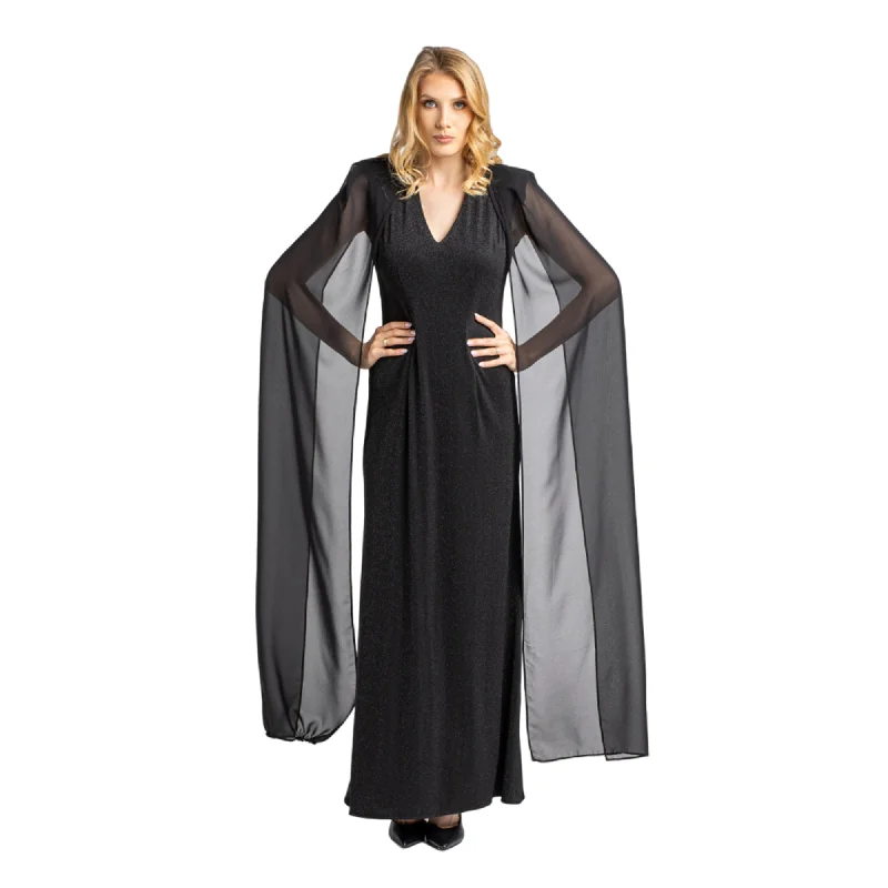 Ewa Stepaniuk Qadriyyah Dress, Brocade fabric, V-neck long dress with shiffon sleeves Tunics Corduroy durable