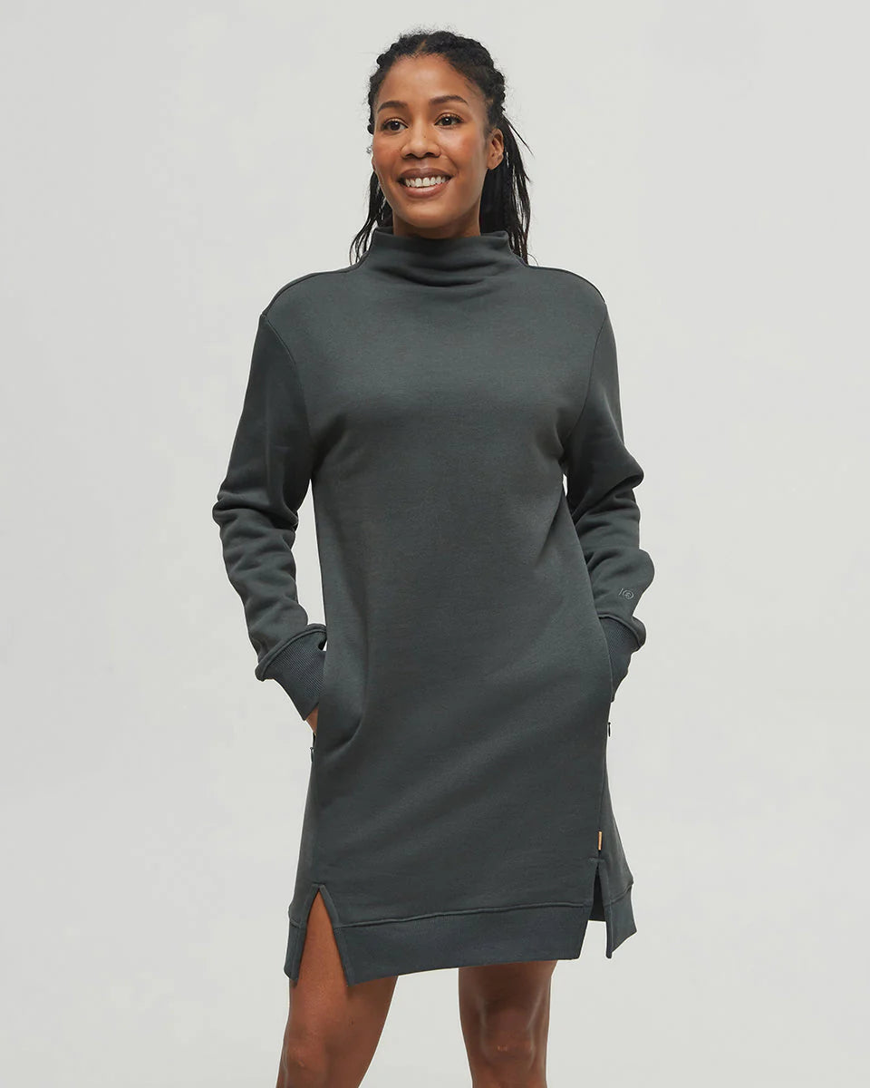TENTREE MOCKNECK SWEATSHIRT DRESS Hoodie with Distressed Vintage Worn