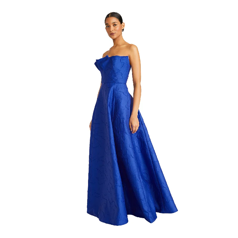 Ml By Monique Lhuillier Women's Aliana Cobalt Blue Long Dress empire Waist empire