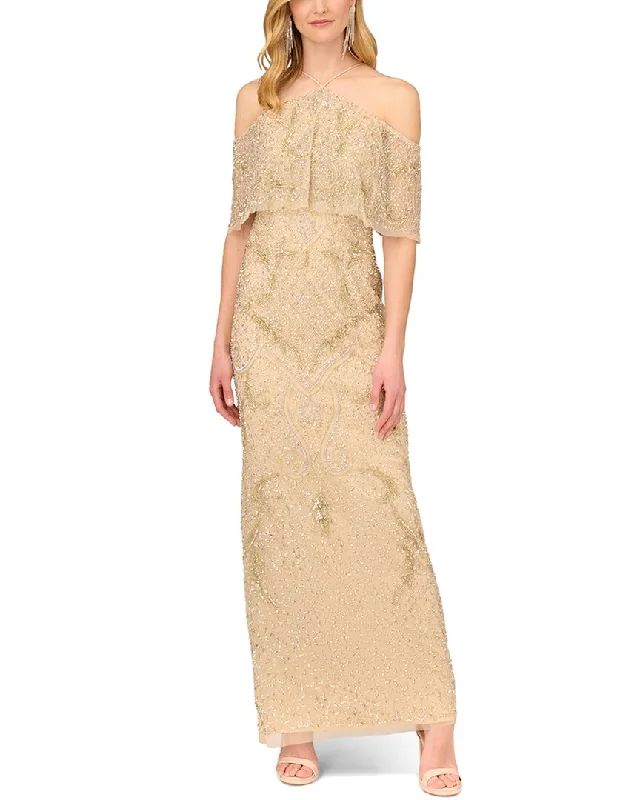 Aidan Mattox Cold Shoulder Long Dress Tunics Stylish elegant