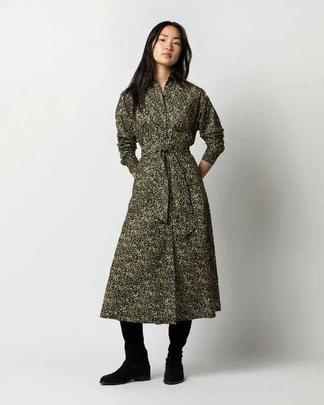 Charlie Shirtwaist Dress in Black/Green Marguerite Liberty Fabric Tunics Office stylish