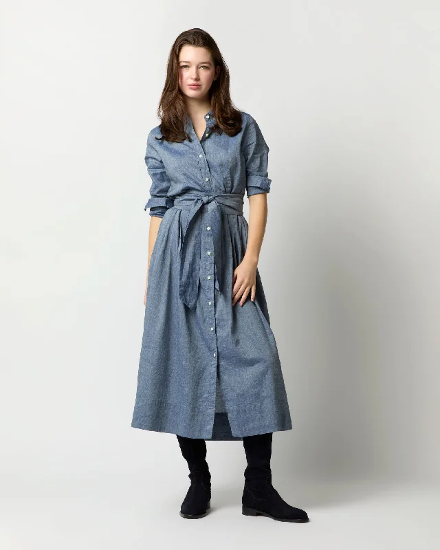 Classic Shirtwaist Dress in Cotolino Chambray Tunics Formal black