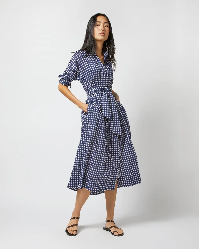 Kimono Shirtwaist Dress in Navy/Ivory Gingham Seersucker Tunics Prom sequined
