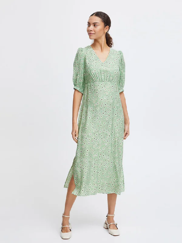 B Young ByIbano Long Dress Fair Green Flower Tunics Ceremony elegant