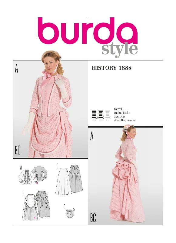 Burda 7880 Womens' Victorian Skirt and Jacket Pattern Striped Jacket Polka Dot Jacket Floral Jacket Burda 7880 Womens' Victorian Skirt and Jacket Pattern Striped Jacket Polka Dot Jacket Floral Jacket