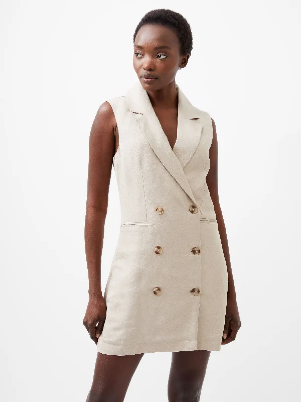 Birdie Linen Sleeveless Blazer Dress Women's Solid Blazer