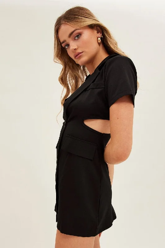 Black Cut Out Blazer Dress Women's Wedding Blazer
