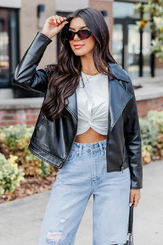 Something To See Black Faux Leather Moto Jacket FINAL SALE Satin Fabric Silk Fabric Chiffon Fabric Something To See Black Faux Leather Moto Jacket FINAL SALE Satin Fabric Silk Fabric Chiffon Fabric