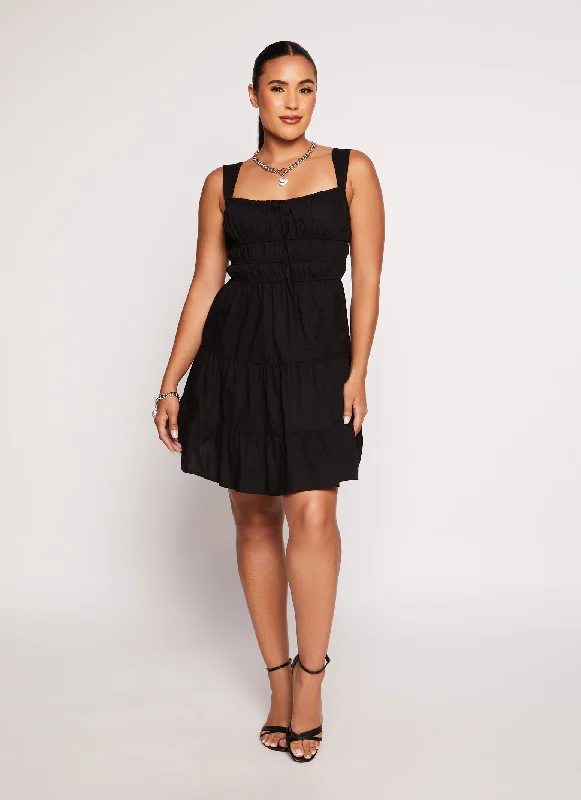 Solid Empire Waist Tiered Sundress Tunics Favorite customer