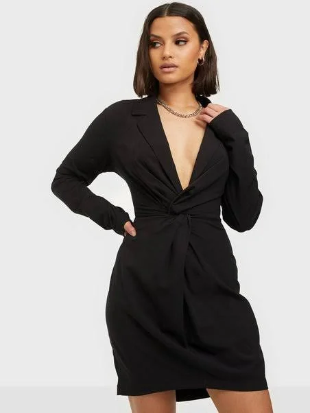 Blazer Twist Dress Black Women's Simple Jacket