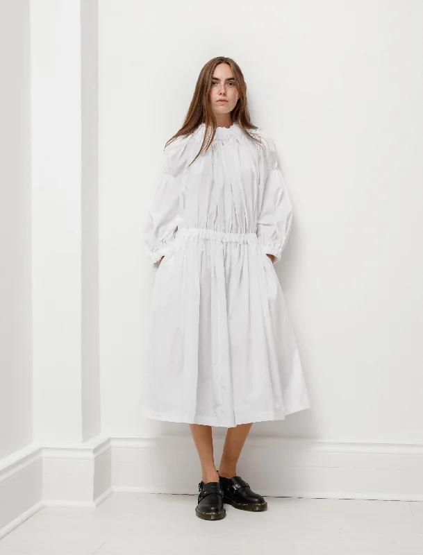 Drop Waist Ruched Dress White Tunics Luxurious high-end