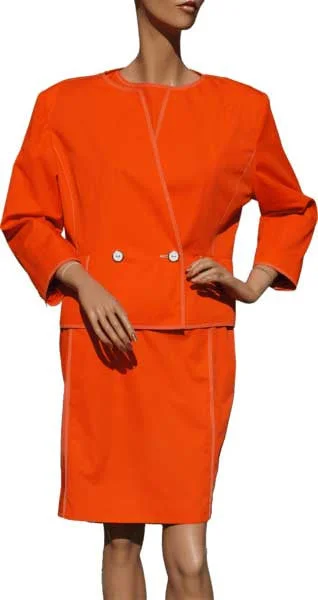 Vintage 1980s Courreges Dress with Jacket - Orange - L Herringbone Jacket Houndstooth Jacket Plaid Jacket Vintage 1980s Courreges Dress with Jacket - Orange - L Herringbone Jacket Houndstooth Jacket Plaid Jacket