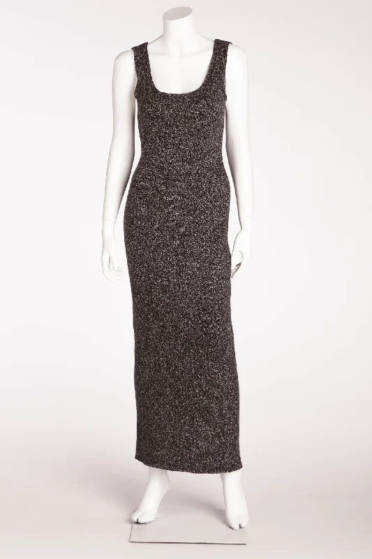 Donna Karan - Dark Gray Sleeveless Long Sweater Dress - US 6 Sequined Glittery Shiny