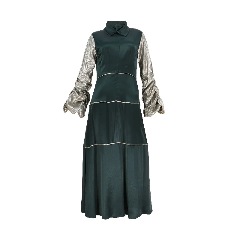 Baruni Women's Green Long Dress Tunics Yoga stretchy
