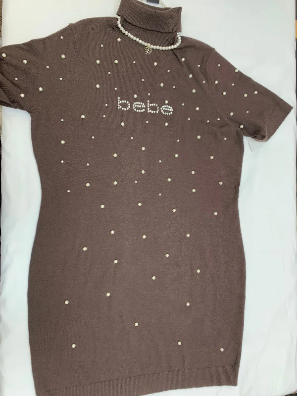 Dress Sweater By Bebe In Brown, Size: 1x Print Jacquard Patchwork